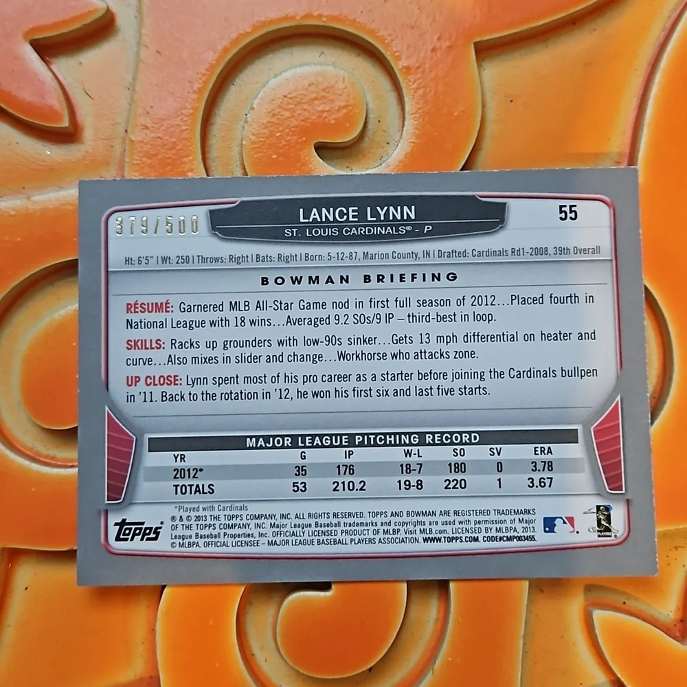 Saint Louis Cardinals Lance Lynn Baseball Cards 5pack